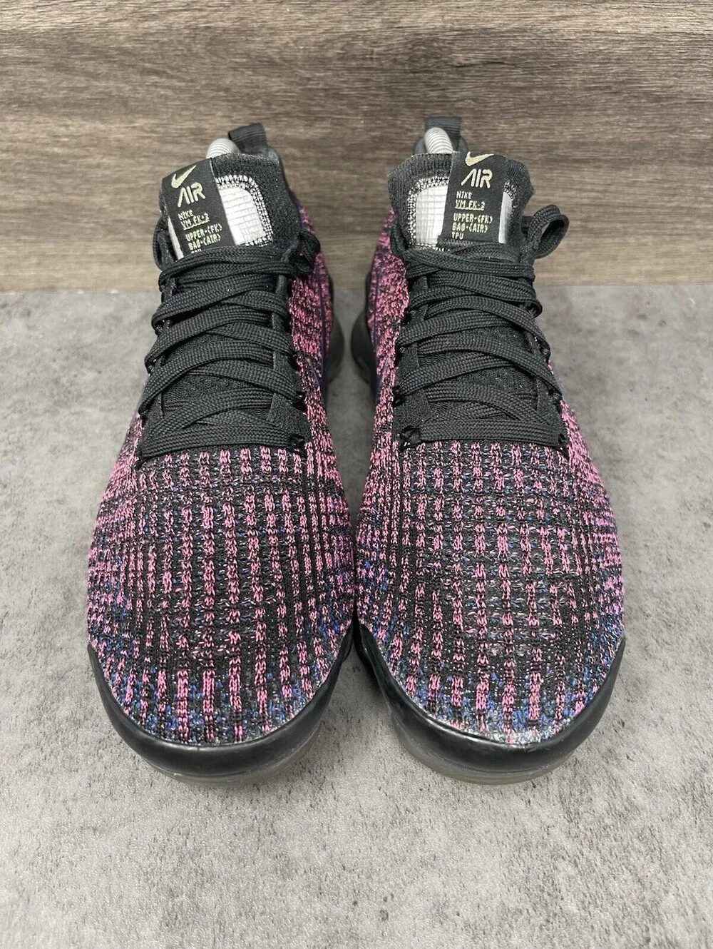 Nike Air VaporMax Flyknit 3 Black Pink Blue Womens Size 8.5 Running Shoes